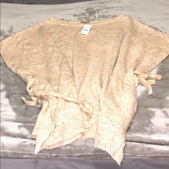 LOFT Flecked Flaxen Beige Side Tie Poncho - Picture 3 of 6